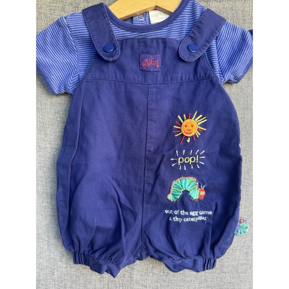 Vintage Carters 2 Pc Eric Carle Very Hungry Caterpillar Bubble Romper Sz 0-3 M